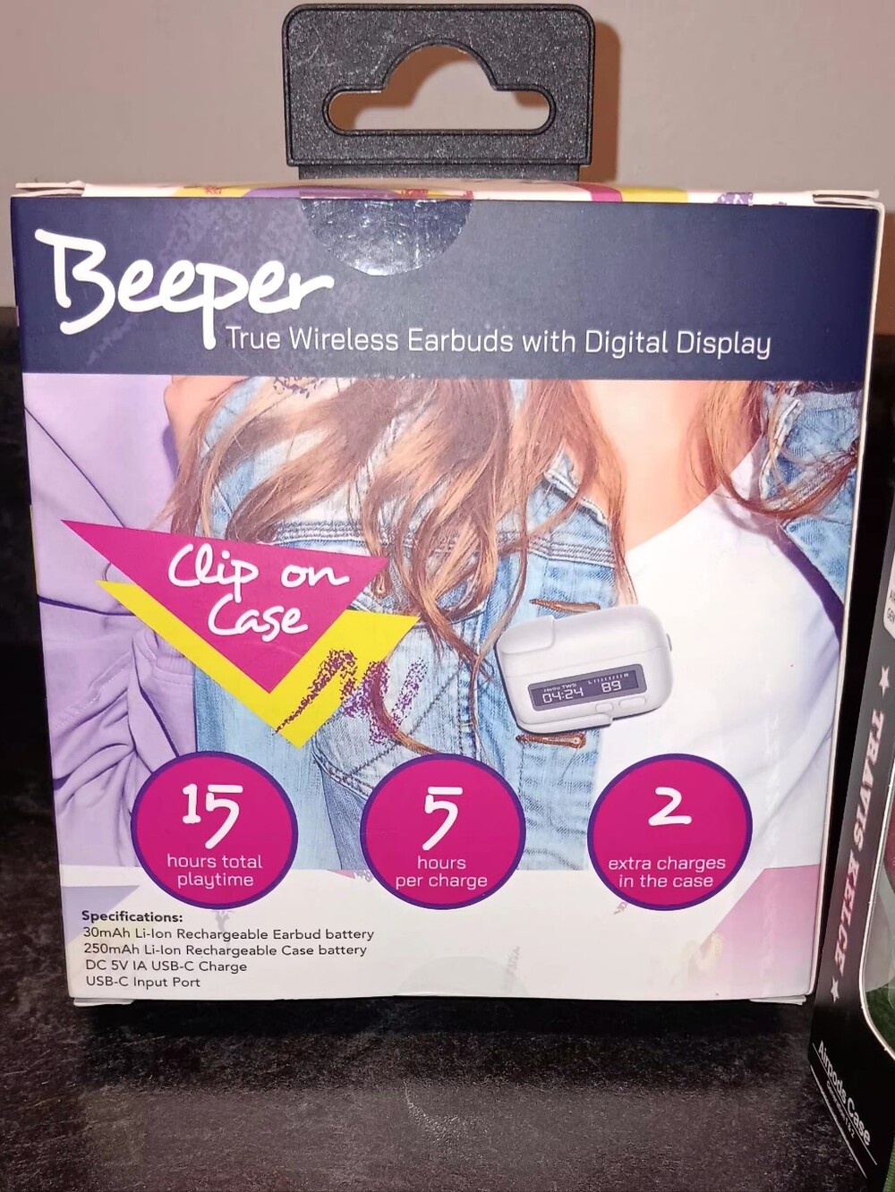 True Wireless Earbuds with Clip-On Case - White. You Get Everything In The Pic.